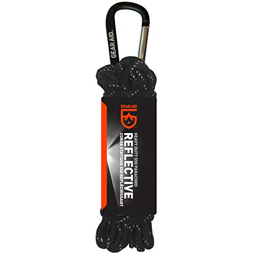 Gear Aid Paracord 550 Cuerdas, Unisex Adulto, Negro Reflectante, 9 m
