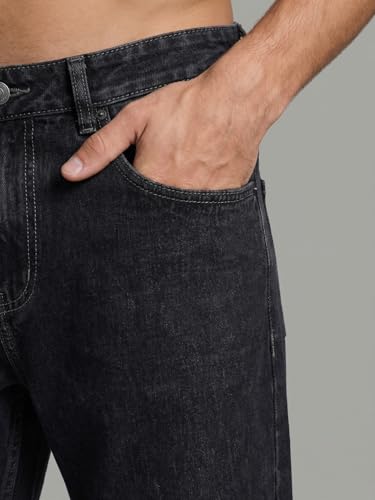 Image of Urbano Fashion Men's Relaxed Fit Washed Denim Jeans Non-Stretchable