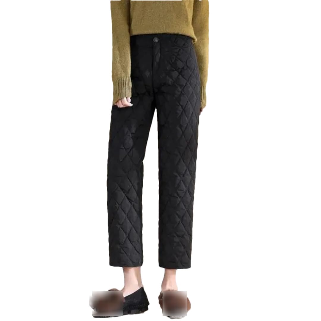 Women Fashion Elastic High Waist Straight Winter Pantalones Ankle Length Cotton Thick Casual Loose Warm Pants