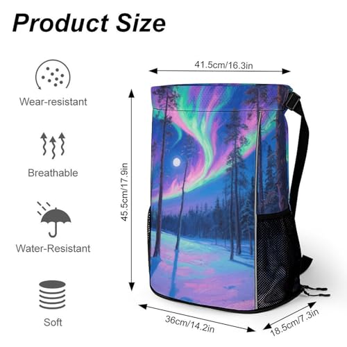 Bolsa de gimnasio con compartimento para calzado y estampado de bosque 2