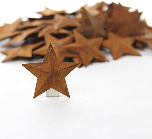 Group of 100 Rusted Metal Stars with Hole for Decorating and Finishing
