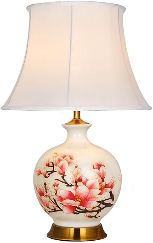 USMJQVZ USMJQVZ Hand Painted Floral Ceramic Table Lamps Traditional Porcelain Floral Table lamp Bedside Desk Nightstand Lamp Farmhouse Bedroom Table lamp