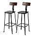 IKAYAAA Lot de 2 Chaises de Bar, Tabourets Hauts, Tabourets de Bar avec Dossier, Siège de Cuisine, Style Industriel, Marron Rustique et Noir, Siège de 73,5 cm de Haut