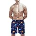 Summer Beach Shorts for Men, Fashion Quick Dry Board Shorts Cosmic Universe Stars Planets Blue Galaxy Art Lightweight Swim Trunks with Drawstring (M)