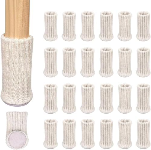 Ezprotekt Möbelsocken, 24er-Pack, Gestrickte Möbelfüße, Stuhlbeinschoner, Stuhlbeine, rutschfeste Möbelschuhe, Vermeiden Kratzer und Lärm, Passend für Stuhlbeine von 1 bis 2 Zoll,