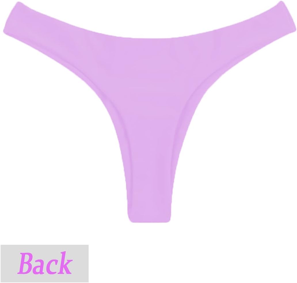 Women's Sexy Cheeky Brazilian Cut Bikini Bottom Solid Low Rise High Leg Thong Swimsuit Bottom - Image 4