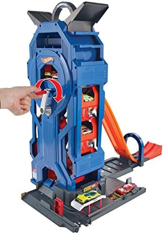Hot Wheels MEGA Garage Play Set, Vertical Parking Tower for 35+ Hot Wheels Cars, 2-Lane Drop Track, Fueling Station, Connects to Other Hot Wheels Sets, GWT34 - Amazon Exclusive