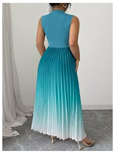 Image of SOLY HUX Women's Plus Size Maxi Dress Ombre Sleeveless Pleated A Line Flowy Long Formal Cocktail Dresses