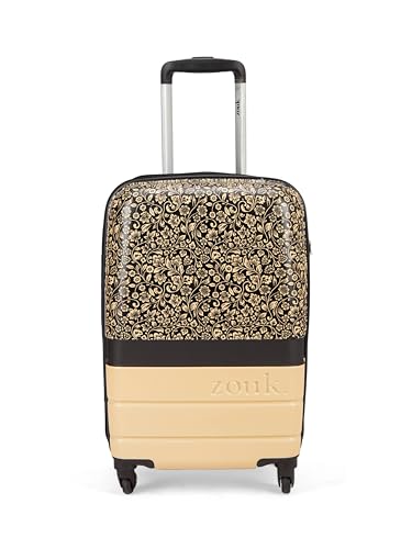 ZOUK Plastic 2 Wheels Cabin Trolley Bag, Hardside Medium (45) Suitcase with 360 Spinner Wheels and Combination Lock Travelling Luggage for Men & Women, Black