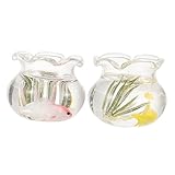 Accessoire de scène miniature - taille pratique, jardin miniature parfait, maison miniature et décoration de bureau pour petite maison, mini bols à poissons