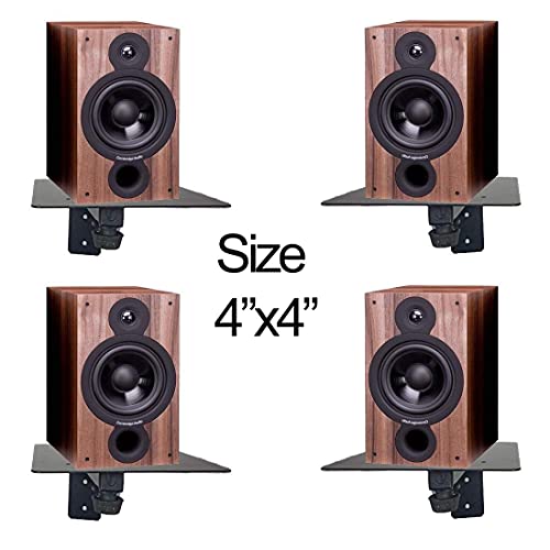 Image of Audiovan Shelf Speaker Wall Mount, Speaker Stand, Speaker Wall Mount (4 x 4 Inches) 4 Pcs Pack