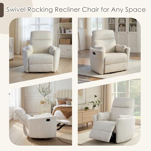Sillón reclinable giratorio 360° tejido beige miniatura 7