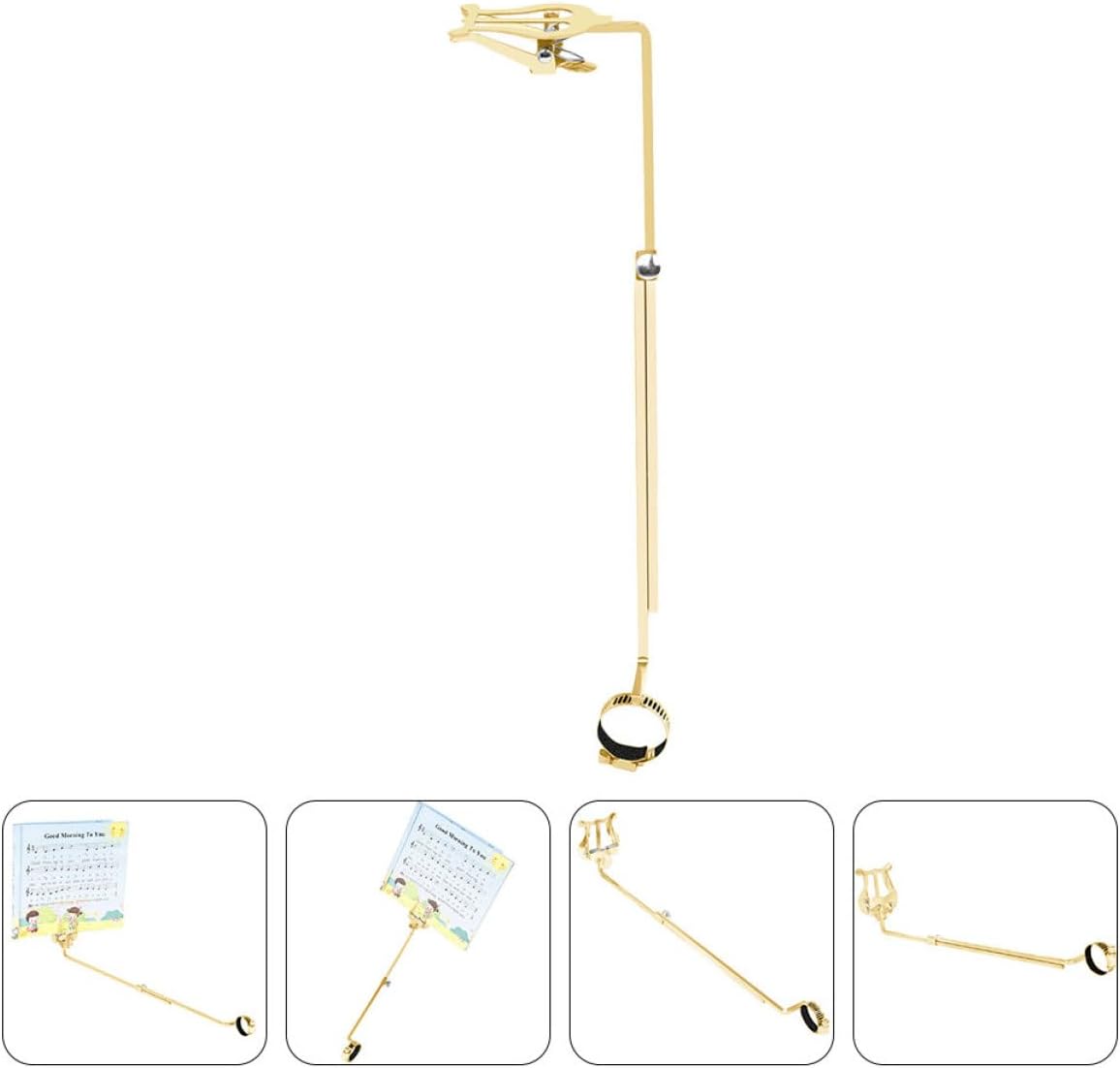Holibanna 1pcs Portable Flute Lyre Folder Secure Sheet Music Holder for Flute Clarinet and Saxophone User-friendly Design for Musicians Gold