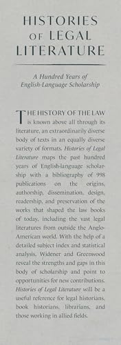 Talbot Publishing 9781616196912 Histories Of Legal Literature: A Hundred Years Of English-Language Scholarship thumb #3