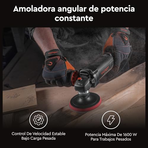 Miniatura 2 de Dnipro-M Amoladora Angular 1600w Disco 150mm, Potencia Constante Power Assist, Velocidad 6 Posiciones 5500 10500 Rpm, Arranque Suave, Corte Metal Hormigón Piedra Cerámica Ladrillo. Gl-160se
