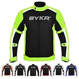 BYKR Mesh Motorcycle Jacket For Men Dual Sports Adventure Breathable Air Racing Bikers Riding Powersports Protective Motorbike Jackets Enduro CE Armored F-Green XL