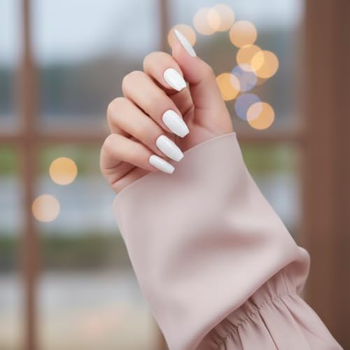 Image of Frosted Chic Mirror Shine Press On Nails | ABS Material UV Protected Long Lasting Finish | Reusable Customizable Nail Kit |Medium Coffin Nails with Glue File Tools