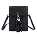Produktbild LUI SUI Womens PU Leder Handytasche Geldbörse, kleine Brieftasche Cross Body Mini Quaste Umhängetasche mit verstellbarem Gurt Schwarz