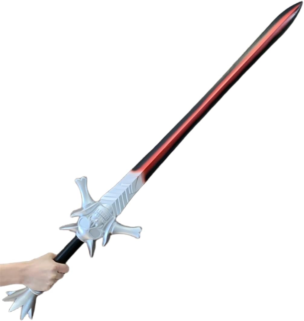 damdos Halloween Prop Fantasey Foam Swords, Blood Red Rebellionr Two Hand High Cosplay Sword for Deviller May Crier Character Dark Red Sword