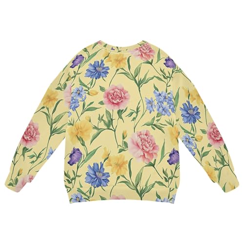 JUNZAN Florals Carnation Delphinium Yellow Kids Girls Sweatshirt Hoodie Fleece Outerwear for Kids Sports 4T2