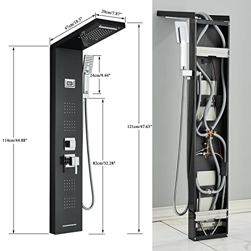 Sistema columna de ducha de acero inoxidable con lluvia, cascada y masaje miniatura 3