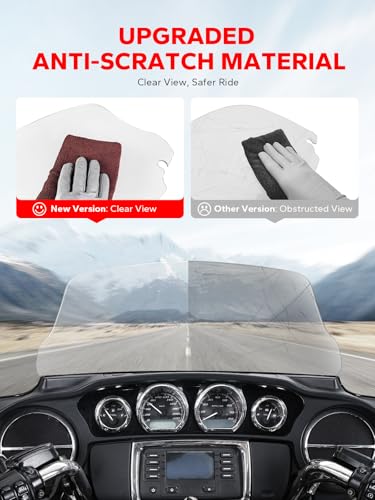 Image of Amazicha 10 inch Wave Windshield Windscreen Fit for 2014-2023 Harley Davidson Touring Street Glide, Electra Glide 2014-2022, Ultra Limited 2014-2024 and 14-later Tri Glide models (Except 23 FLHXSE),Clear