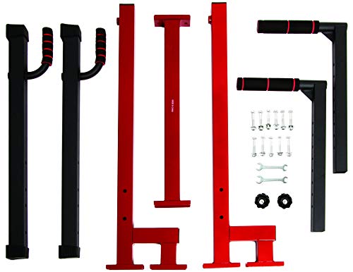 Balancefrom Multi-Function Dip Stand Dip Station Dip Bar With Improved Structure Design, 500-Pound Capacity, Red #TOP5