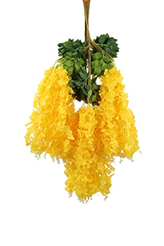 Romase 24 Pack 45 Inch Artificial Yellow Wisteria Vine Ratta Fake Bushy Flower String Silk Garland Long Hanging For Wedding Party Home Garden Outdoor Greenery Office Wall Decoration #TOP3