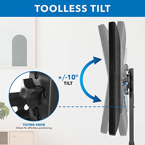 Mount-It! Premium Tall TV Floor Stand with Shelf and Tilt - Height Adjustable TV Stand with Mount for 37-55 Inch TVs - Freestanding Floor Mount TV Stand for Apartments and Dorms - VESA 400x400