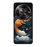 KARTXITAI Cover Compatibile con ZTE BLADE A75 5G Custodia,Protettiva per Tutto il Corpo Morbida al Tatto,Slim in Silicone TPU con Assorbimento degli Urti e Anti-Graffio - Volpe Stelle Nuvole