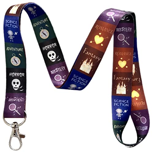 Execucat Book Genres Lanyard Keychain ID Badge Holder