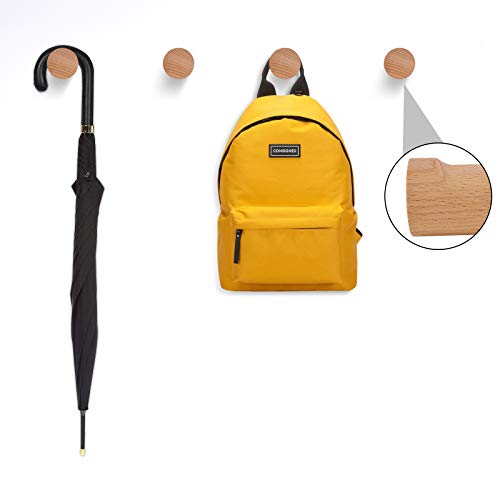 Lonpur Wooden Wall Hooks Minimalist Coat Hook,4Pcs Modern Beech Real Natural Wood Pegs,Wood Hangers Wall Mounted For Planters Towel Hats Hanging(4 Pack) #TOP2