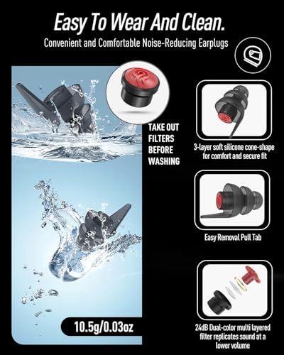 Hearprotek 3 Paires Bouchon Oreille Moto,24 dB Bouchon D'oreille Moto Réutilisables,Isolation Confortable Contre le Bruit du Vent pour Protection Auditive,Cadeaux de course pour les amateurs de moto – vue 6