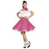 Incluye vestido y bufanda WIDMAN Lunares Falda de 1950 y Bufanda Set Adultas - Disfraz - Rosa - Tamaño 38-40