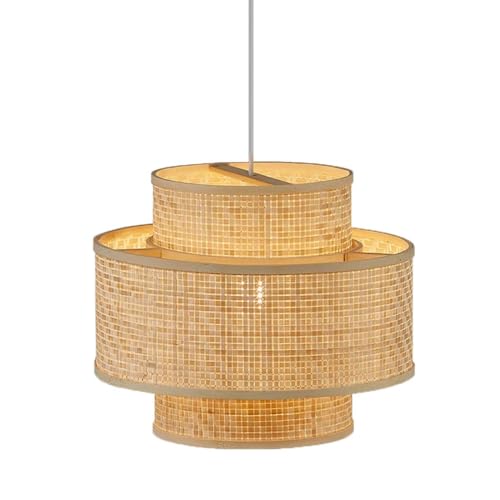 Suspension rétro en rotin marron E26 style japonais pour chambre