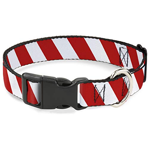 Collier à rayures bicolores Buckle Down taille M pour chien avec boucle plastique clipsable