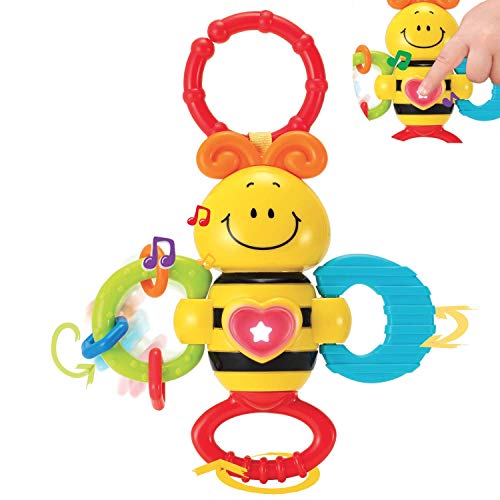 Twist & Rattle Musical Bee Light-Up Toy And Teething Ring For Toddlers 3-6 Months - Sensory Chew And Fine Motor Skills Toy For Newborn - Baby Rattle And Teething Toys For 6-12 Months Babies #TOP5