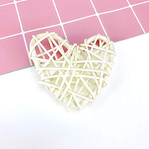 Natural Wicker Rattan Heart Shaped Balls Diy Craft Vase Filler Hanging Balls Ornaments For Wedding Baby Shower Birthday Valentine's Day Party Decorative (2.36 In, 12 Pcs) (White) #TOP4