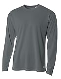 A4 Men's Birdseye Mesh Crew Long Sleeve Tee