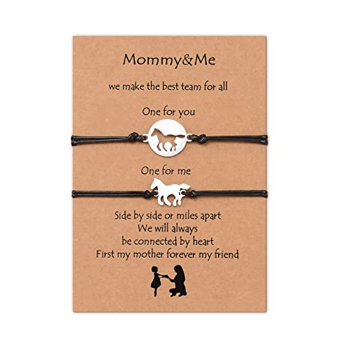 Cheerslife Juego De Pulseras Para Madre E Hija Para 2, Mamá Y Yo Pulsera De Deseo De Caballo a Juego De Larga Distancia Para Volver a La Escuela Regalos De Cumpleaños Para Mamá Hijo Mujer Niño Y Niña Cover
