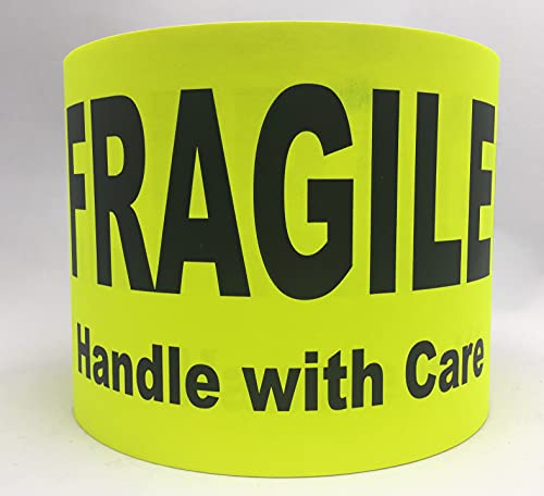 1 Roll Large 4x6 Yellow Fragile Handle with Care Special Handling Shipping Pallet Stickers 250 Labels per roll