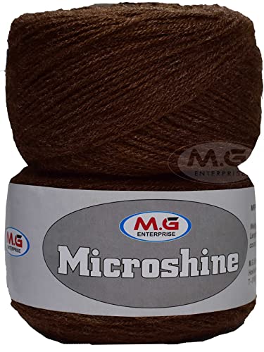 Image of M.G Microshine Coffee (400 gm) Wool Hank Hand Knitting Wool /Art Craft Soft Fingering Crochet Hook Yarn, Needle Knitting Yarn Thread dye D R JB