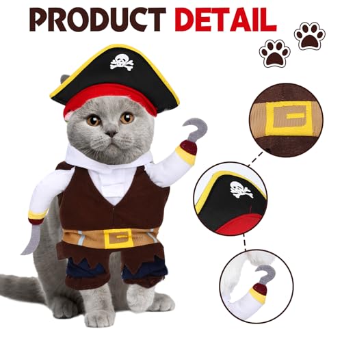 Nezababy DOG PIRATE COSTUME Halloween Pirate Pet Outfits Captain Dog Clothes Skull Hat Cosplay thumb #1