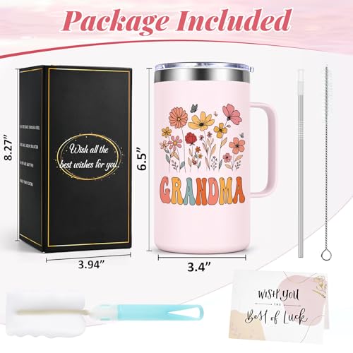 Lifecapido Grandma Gifts, Birthday Christmas Mothers Day Gifts for Grandma from Grandkids, 20oz Insulated Coffee Mug with Card by Lifecapido - Used condition - Image 7