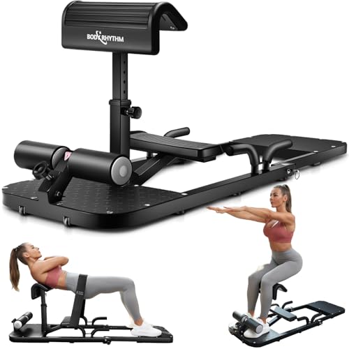 BODY RHYTHM Glueblast Hip Thrust Machine & Deep Squat Machine with 2 Sets of Resistance Bands for...