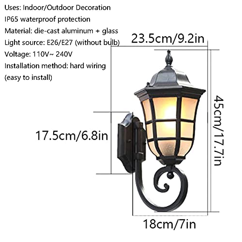 Applique murale extérieure E27 rétro en aluminium bronze étanche