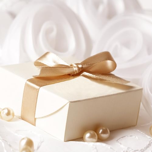 Fyshird Gold Satin Ribbon for Gift Wrapping 25mm x 22m Thick Ribbon Gold Christmas Ribbon Fabric Polyester Silver Ribbons for Crafting DIY Wedding Party Decorations Christmas Door Cake - Image 2