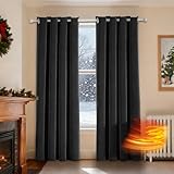 Ystyle Cortina Terciopelo 2 Piezas, 140×280cm, Cortinas Opacas 100%, Cortinas Termicas Aislantes Frio Y Calor, Cortinas Dormitorio Salon Habitacion Modernas, Cortina Antiruido, Negro