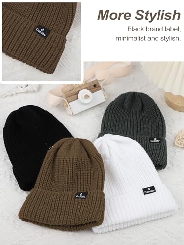 Cooraby 4 Packs Kids Knitted Baby Beanie Hats Toddler Winter Bonnet Soft Warm Knit Hats Caps for Boys Girls