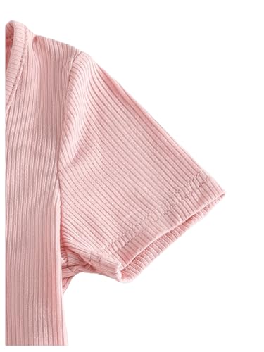 Floerns Girl's Casual Short Sleeve Scoop Neck Tee Shirt Bodysuit Jumpsuit4